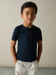 Reiss White/Soft Grey/Navy Honor 3-9 yrs 3 Pack Cotton Crew-Neck T-Shirts - Image 2 of 5