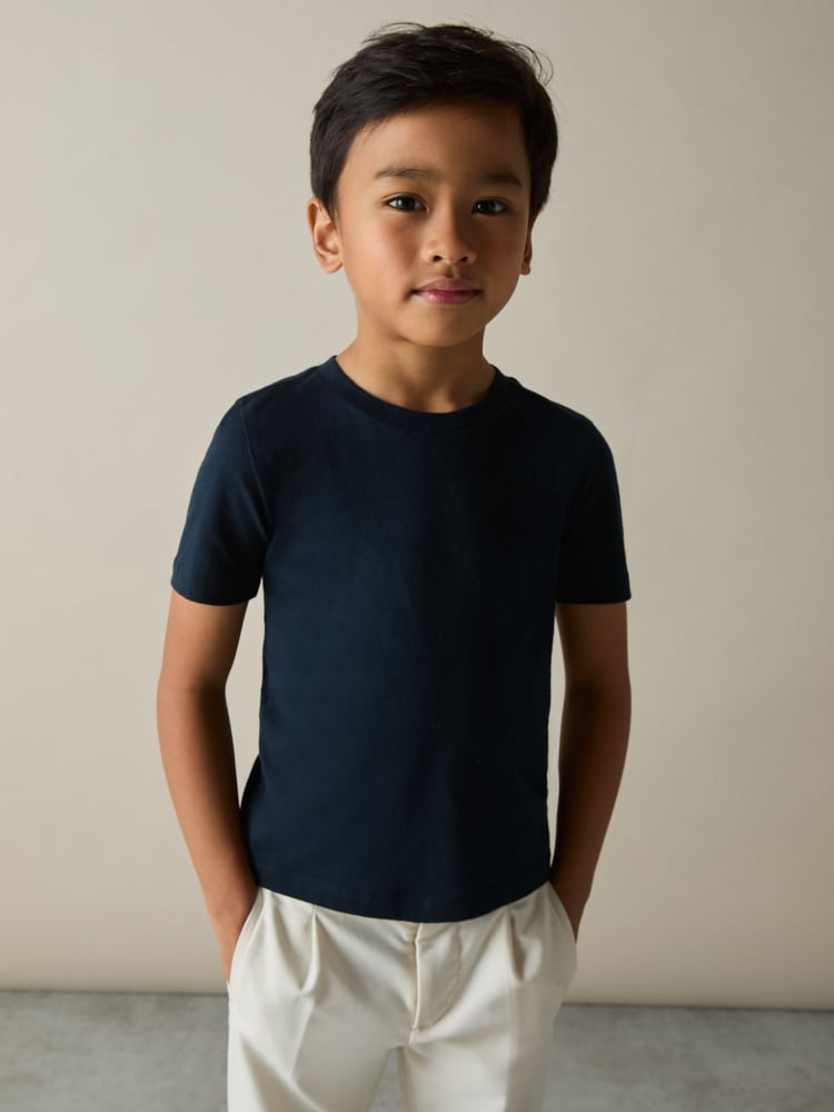 Reiss White/Soft Grey/Navy Honor 3-9 yrs 3 Pack Cotton Crew-Neck T-Shirts - Image 2 of 5