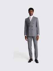 MOSS Grey Performance Tailored Sage Stripe Double Breasted Jacket - Image 2 of 4