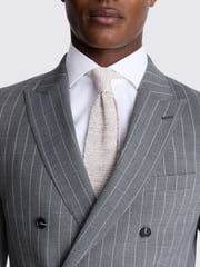 MOSS Grey Performance Tailored Sage Stripe Double Breasted Jacket - Image 3 of 4