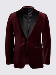 MOSS Red Tailored Fit Plum Velvet Jacket - Image 5 of 5