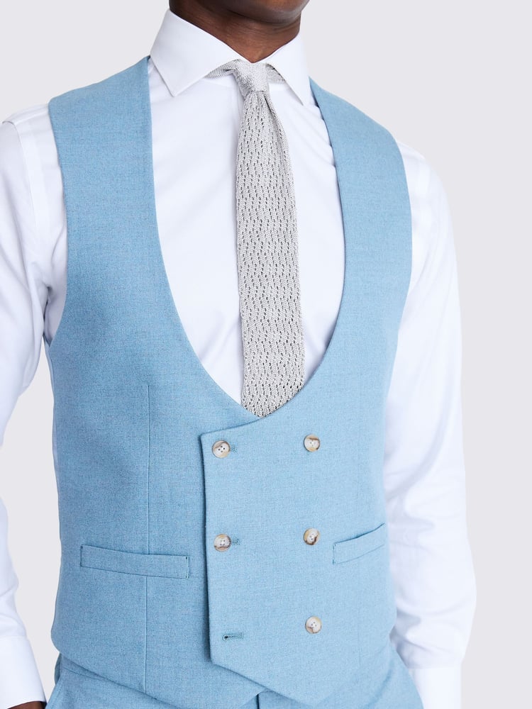 MOSS Blue Slim Fit Flannel Waistcoat - Image 3 of 3