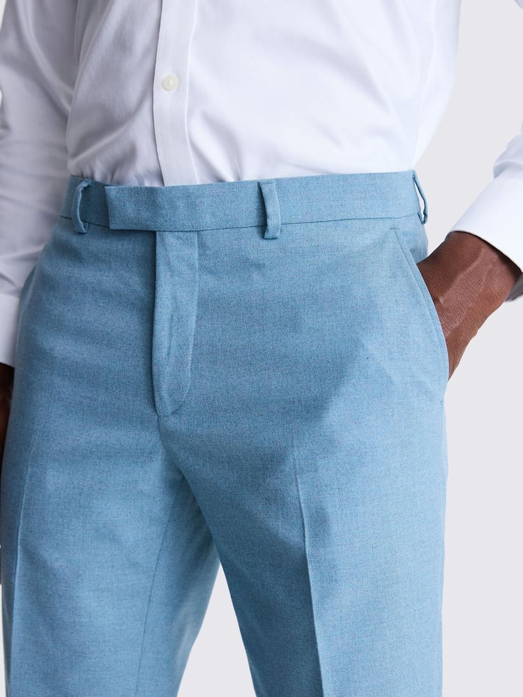MOSS Blue Slim Fit Flannel Trousers - Image 3 of 3