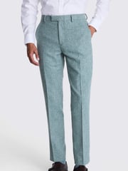 MOSS Blue Tailored Fit Duck Egg Donegal Trousers - Image 1 of 3