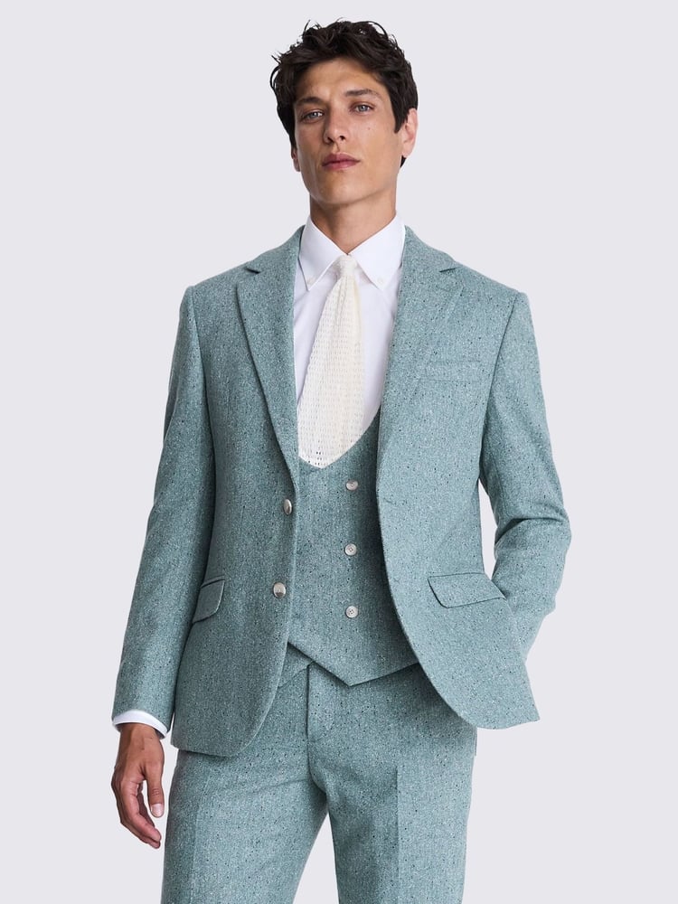 MOSS Blue Tailored Fit Donegal Jacket - Image 1 of 7