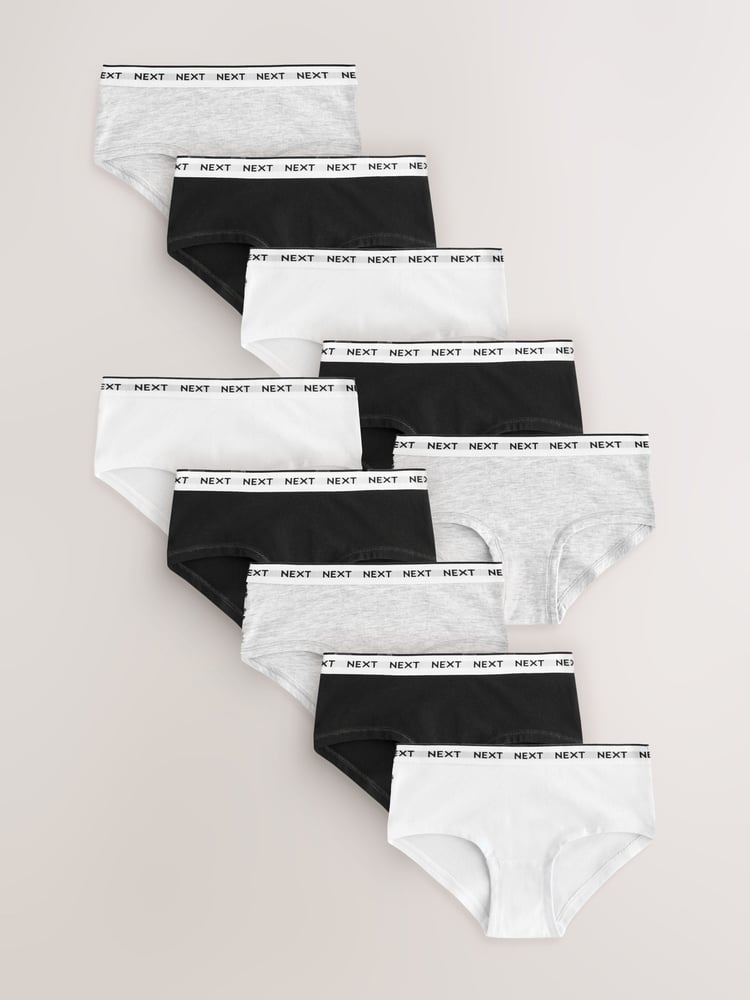 Black/White Hipster Briefs 10 Pack (2-16yrs) - Image 1 of 14