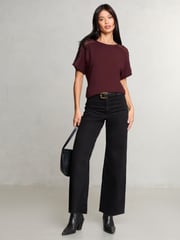 Lipsy Red Embellished Sleeve T-Shirt - Image 3 of 4