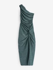AX Paris Champagne Sparkle One Shoulder Gathered Midi Dress - Image 5 of 5