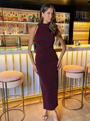 AX Paris Sparkle Halter Neck Ruched Bodycon Midi Dress - Image 3 of 4