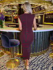 AX Paris Purple Plum Sparkle Wrap Top Ruched Skirt Midi Dress - Image 2 of 3