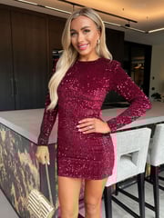 AX Paris Velvet Sequin Long Sleeve Mini Dress - Image 3 of 4