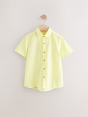 Lemon Yellow Single Short Sleeves Linen Blend Shirt (3mths-16yrs) - Image 1 of 4