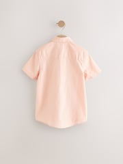 Peach Pink Single Short Sleeves Linen Blend Shirt (3mths-16yrs) - Image 2 of 4