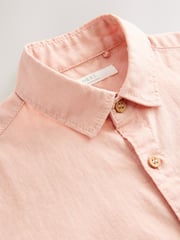 Peach Pink Single Short Sleeves Linen Blend Shirt (3mths-16yrs) - Image 4 of 4