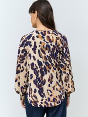 Animal Print Long Sleeve V-Neck Jersey Blouse - Image 2 of 8