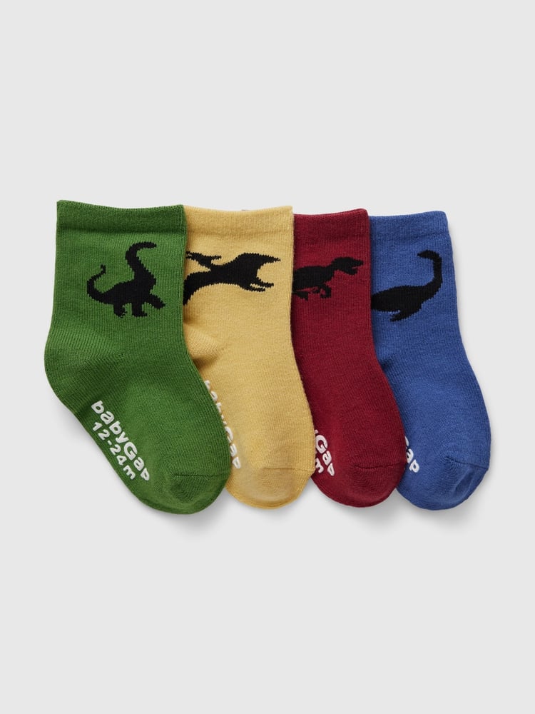 Gap Blue 4 Pack Dinosaur Crew Socks (Newborn-5yrs) - Image 1 of 1