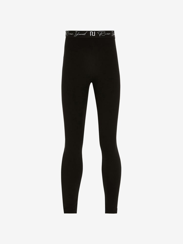 River Island Black Girls Logo Waistband Leggings 3 Pack - Image 3 of 3