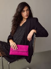 Pink Clutch Bag with Detachable Chain - Image 1 of 9