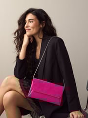 Pink Clutch Bag with Detachable Chain - Image 2 of 9