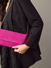 Pink Clutch Bag with Detachable Chain - Image 3 of 9