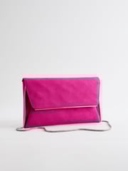 Pink Clutch Bag with Detachable Chain - Image 5 of 9