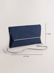 Navy Clutch Bag With Detachable Chain - Image 7 of 10
