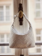 Mint Velvet Silver Woven Knot Handle Bag - Image 3 of 4