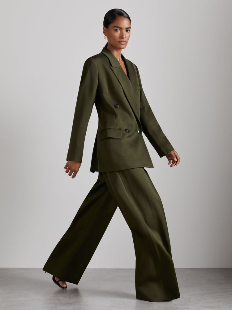 Reiss Green Simone Atelier Double-Breasted Crepe Suit Jacket - Image 1 of 7