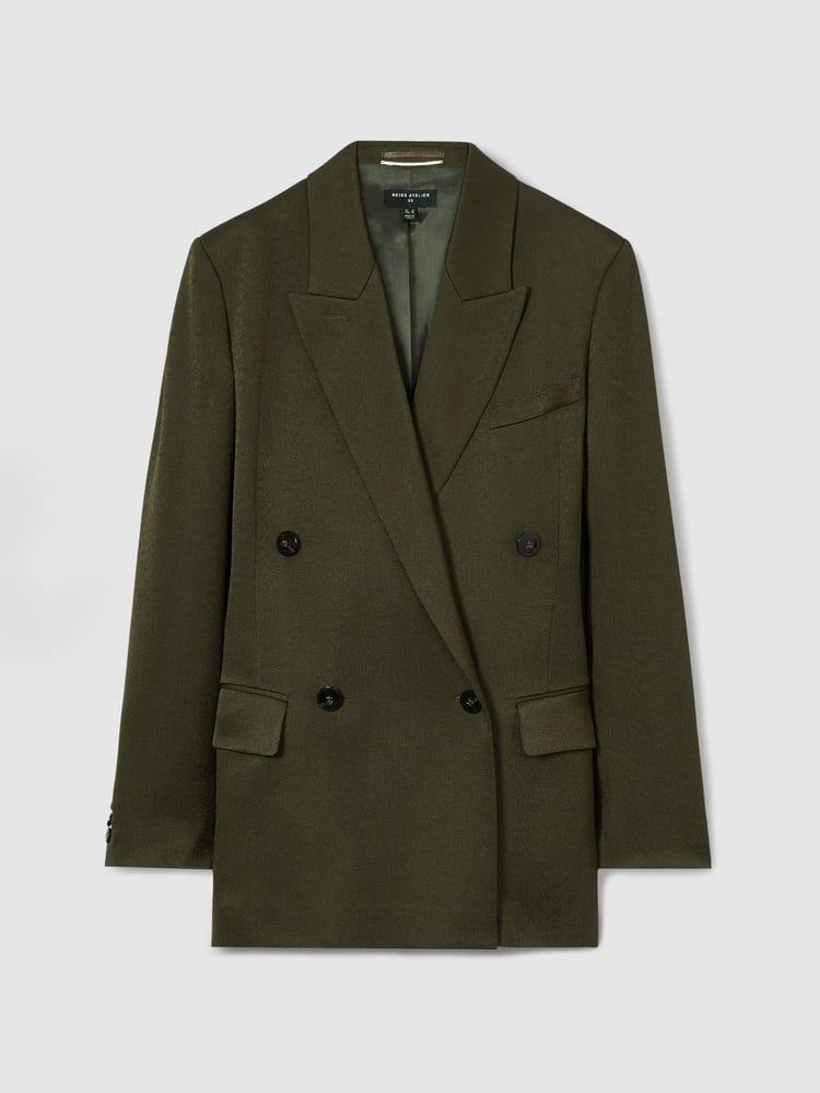 Reiss Green Simone Atelier Double-Breasted Crepe Suit Jacket - Image 2 of 7