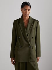 Reiss Green Simone Atelier Double-Breasted Crepe Suit Jacket - Image 3 of 7