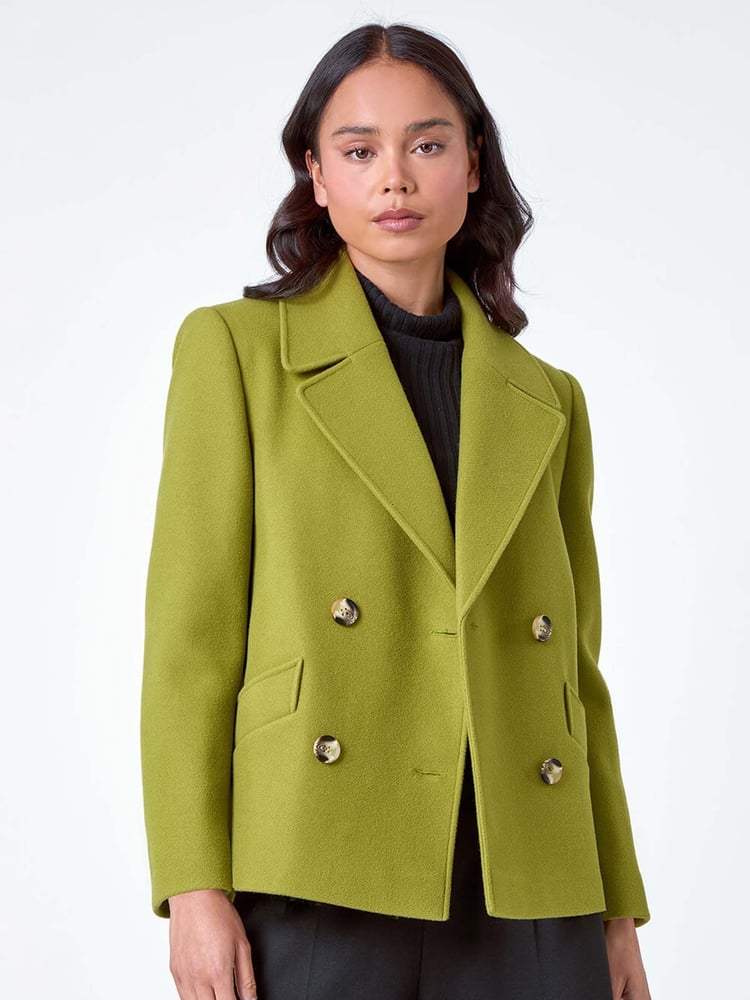 Roman Green Double Breasted Pea Coat - Image 1 of 5