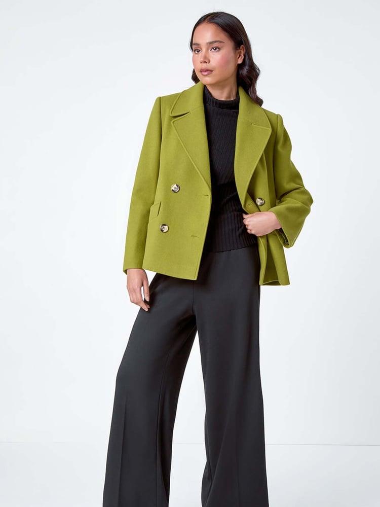 Roman Green Double Breasted Pea Coat - Image 2 of 5