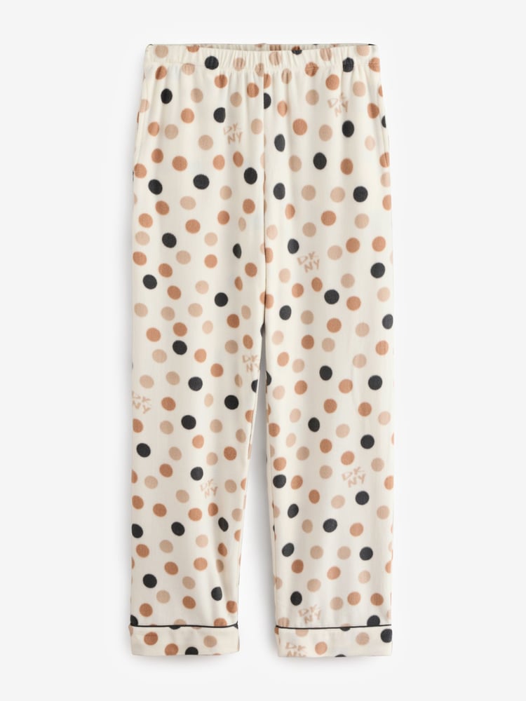 DKNY Cream Dot Fleece Gifting Notch Pyjamas Set - Bild 3 von 3