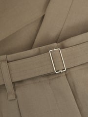 Reiss Neutral Clara Petite Wool Belted Wide-Leg Trousers - Image 6 of 7