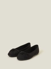 Accessorize Black Suedette Knot Ballerina Flats - Image 2 of 3