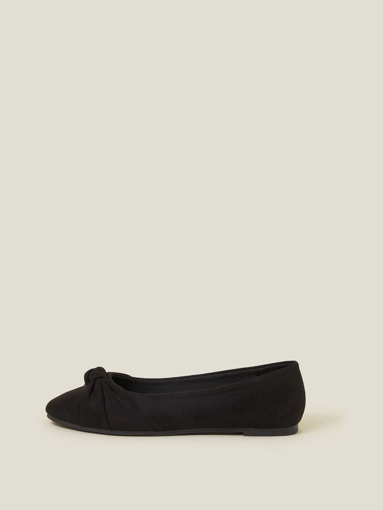 Accessorize Black Suedette Knot Ballerina Flats - Image 3 of 3