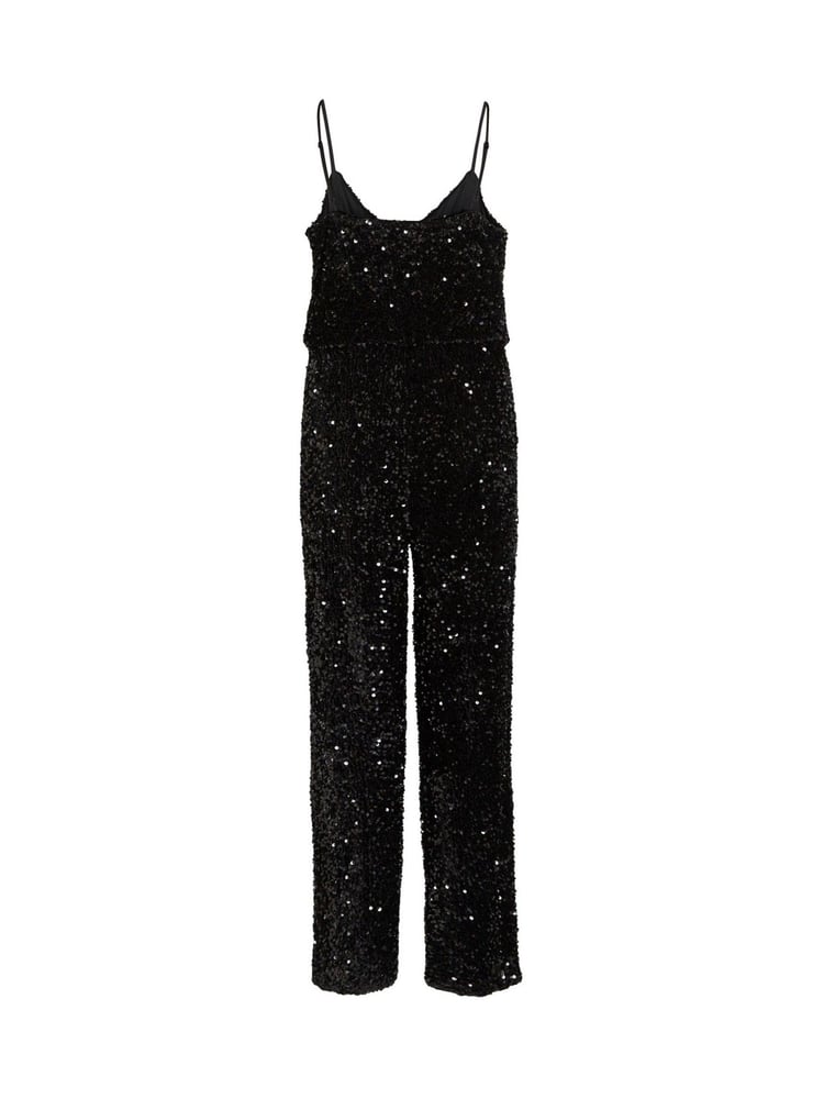 VILA Black Sleeveless Full Sequin Wide Leg Jumpsuit - Image 4 of 4