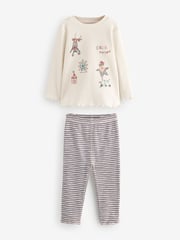 Red/Ecru Long Sleeve Snuggle Pyjamas 3 Pack (9mths-16yrs) - Image 8 of 12