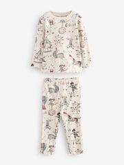 Red/Ecru Long Sleeve Snuggle Pyjamas 3 Pack (9mths-16yrs) - Image 9 of 12