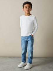 Reiss White/Soft Grey/Navy Fort 3-9 yrs Cotton-Jersey Long-Sleeve T-Shirts 3 Pack - Image 4 of 5
