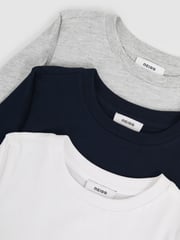 Reiss White/Soft Grey/Navy Fort 3-9 yrs Cotton-Jersey Long-Sleeve T-Shirts 3 Pack - Image 5 of 5