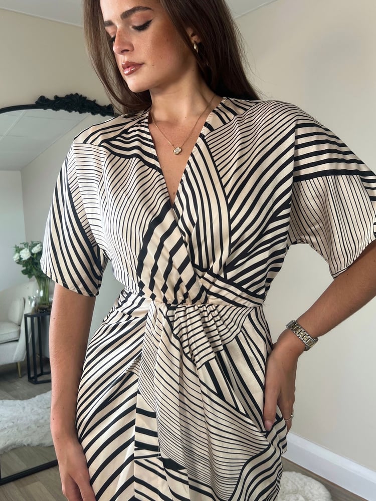 Girl In Mind Cream Chelsea Wrap Detailing Midi Dress - Image 4 of 4