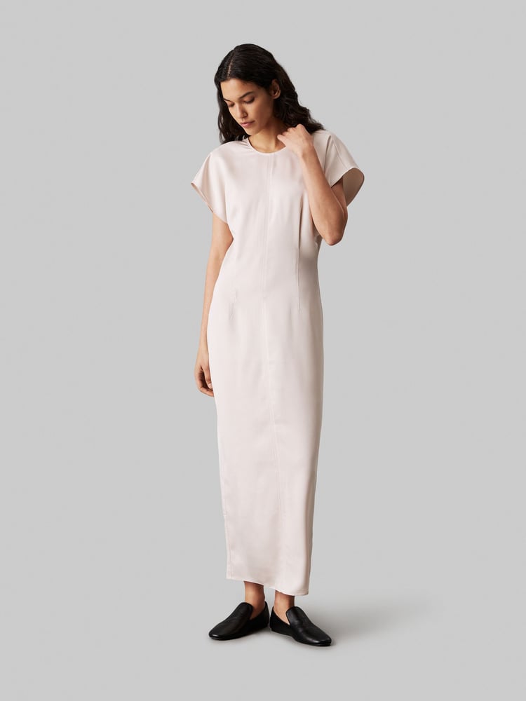 Calvin Klein Grey Structured Satin Ankle Dress - Image 1 of 4