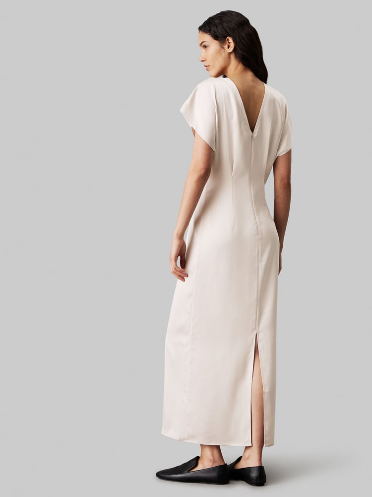 Calvin Klein Grey Structured Satin Ankle Dress - Image 2 of 4