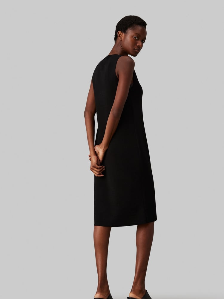 Calvin Klein Black Wool Blend Shift Mini Dress - Image 2 of 7