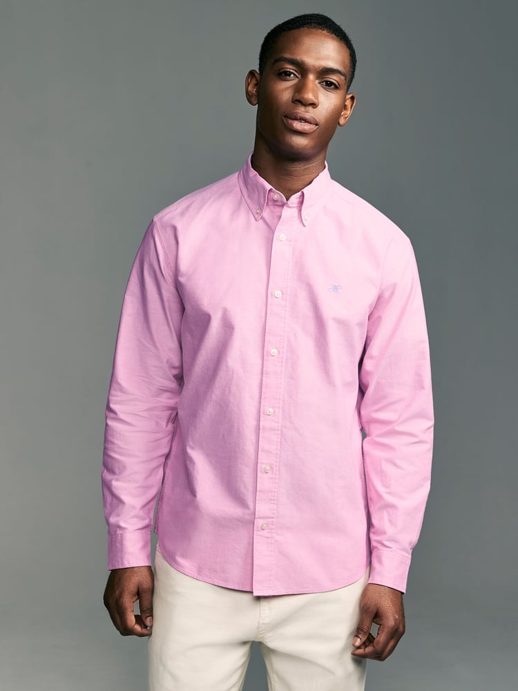 Pink Regular Fit Long Sleeve Oxford Shirt - Image 1 of 8