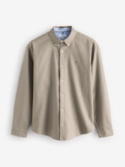 Stone Natural Regular Fit Long Sleeve Oxford Shirt - Image 7 of 9