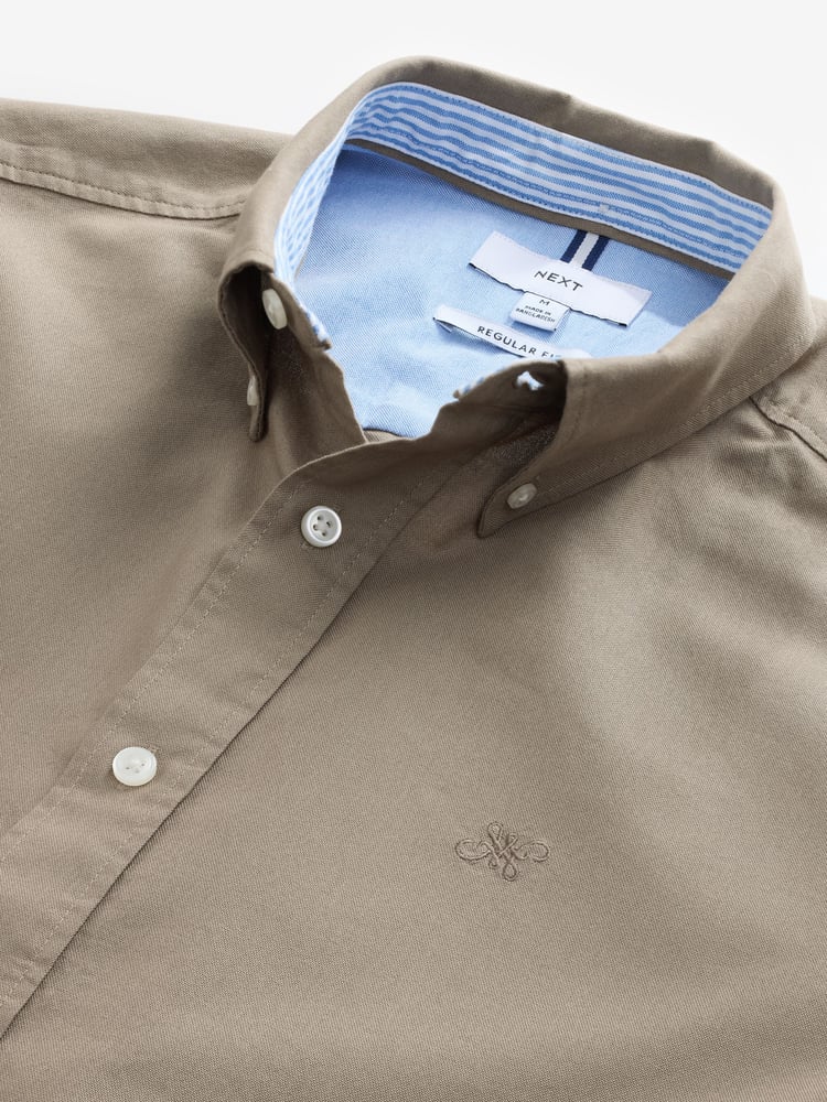 Stone Natural Regular Fit Long Sleeve Oxford Shirt - Image 9 of 9