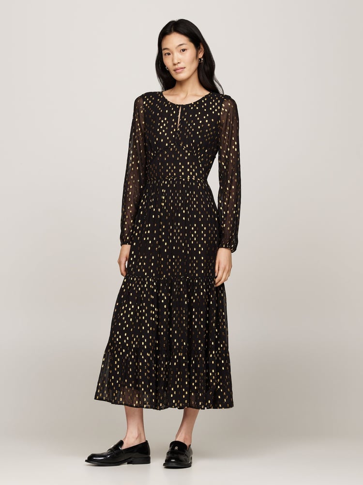 Tommy Hilfiger Black Fil Coupe Sparkle Maxi Dress - Image 1 of 5