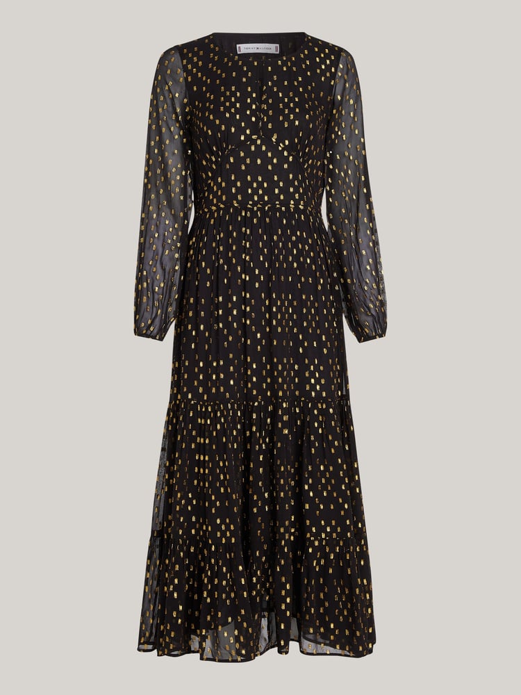 Tommy Hilfiger Black Fil Coupe Sparkle Maxi Dress - Image 5 of 5